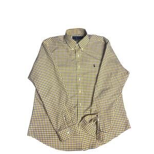 Ralph Lauren Men’s Shirt XL 18-20 Yellow Blue Plaid Long Sleeve Button Down